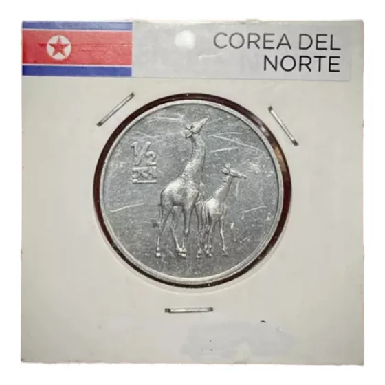 Moneda 1/2 Chon Corea Del Norte 2002 Km 186 Jirafa