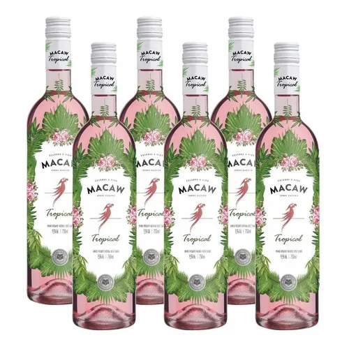 Vinho Frisante Rosé Macaw Tropical Moscato Kit 6 Casa Perini