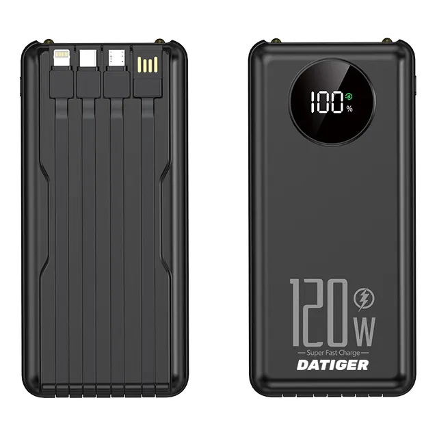 Power Bank Batería Portátil 20000mah Con Built In 4 Cables Con Pantalla Digital Cargador De Batería Compatible