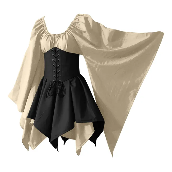 Vestidos De Corsé Góticos Con Manga Retro Y Manga Redonda
