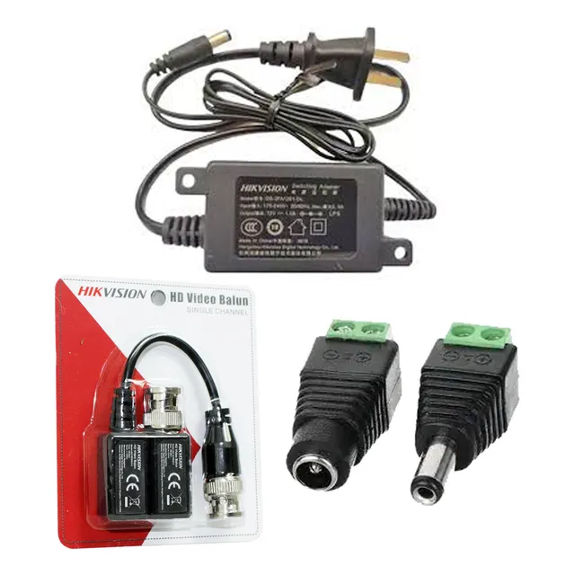 Kit 1 Accesorios Hikvision Cctv Camara Fuente U L Balun Dc