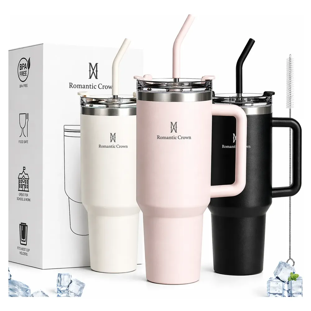 Vaso Térmico 1200ml Antiderrame Manija Sorbete Acero Inox
