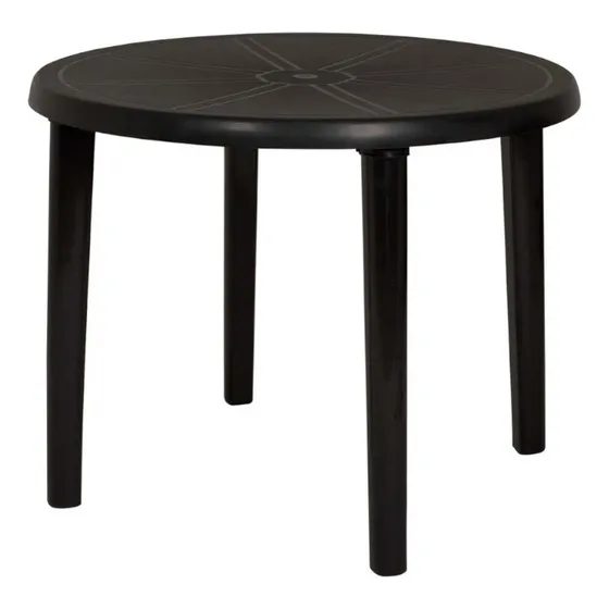 Mesa Plástico Pvc Jardín Redonda Mor Negra Patas Desmontable