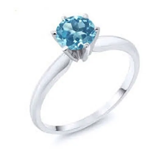 Anillo Compromiso + Piedra Azul Agua Marina, Plata Legítima