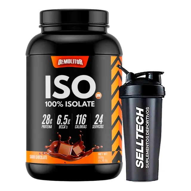 Proteína Iso 100% Whey Demolitor 1.76lb Chocolate + Shaker