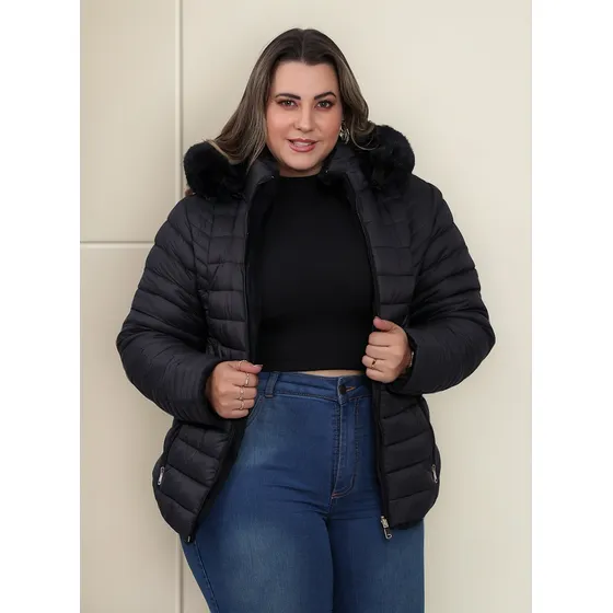 Jaqueta Feminina Bobojaco Plus Size Dupla Face Forrada