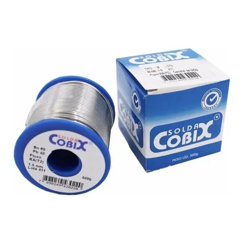 Estanho Para Solda 60x40 Snxpb 1,0mm Fluxo Ra T2 500g Cobix