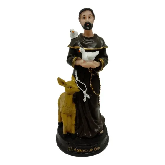 Imagem São Francisco De Assis Resina 15cm Cor Preto