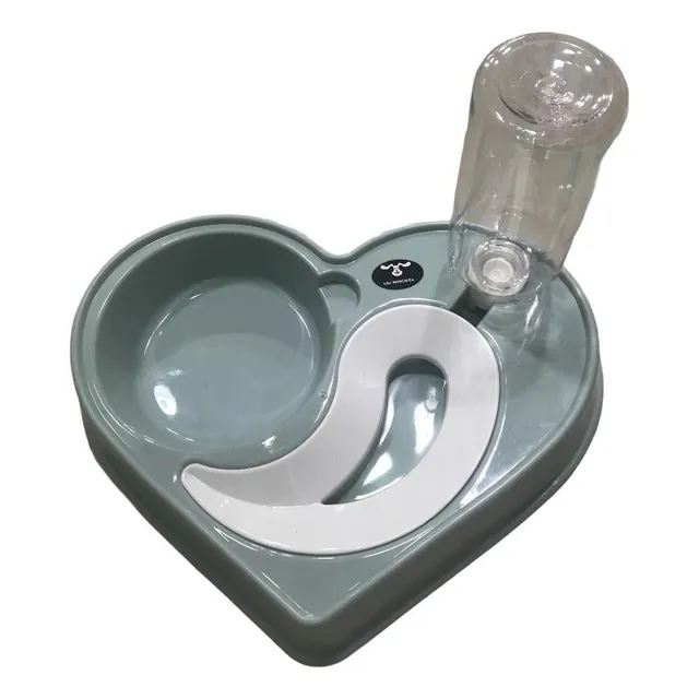 Plato Para Mascota Perro Gato Corazón Con Botella Incluída