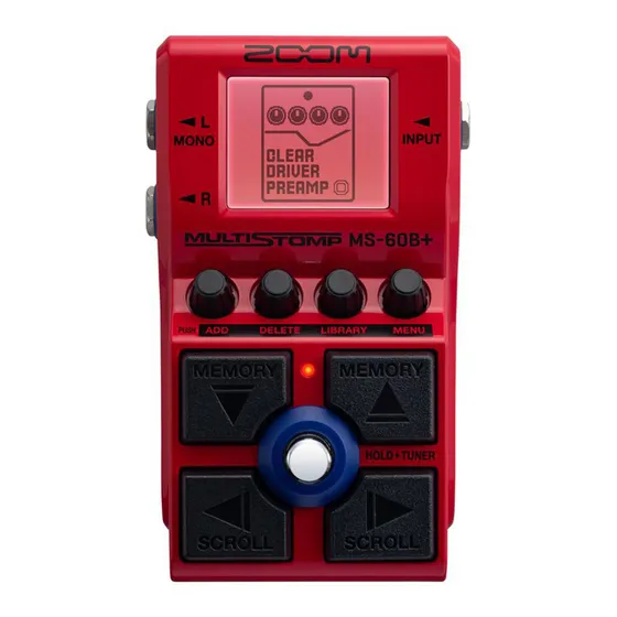 Zoom Pedal Para Baixos Multiefeitos Stompbox Ms-60b+ Cor Vermelho