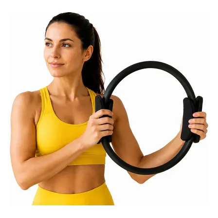 Anel de Pilates Círculo Mágico para Exercícios Pernas e Abdômen Katatop Preto