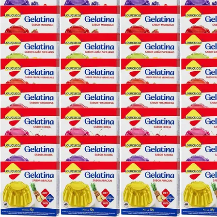 Mistura Gelatina Zero Açúcar 10g Sabores Variados Kit Com 32