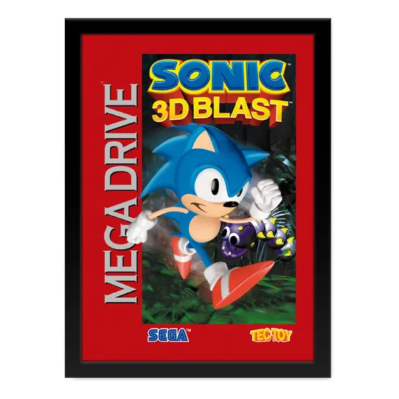 Quadro Retro Capa Sonic 3d Blast Sega Mega Drive Br 33x45 Cm