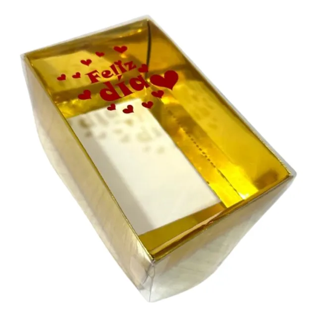 12 Cajas Dorad-roja De Regalo Acetato(10x9cm)