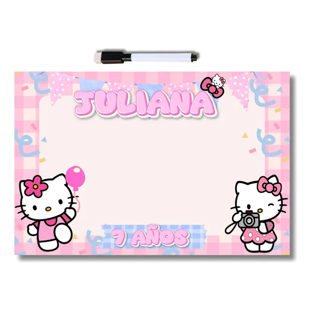 25 Hello Kitty Souvenir Pizarra Personalizada Con Marcador