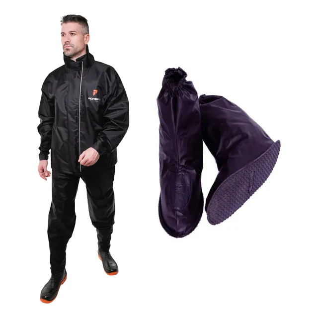 Kit Capa Roupa Chuva Nylon Moto Impermeável + Polaina Bota