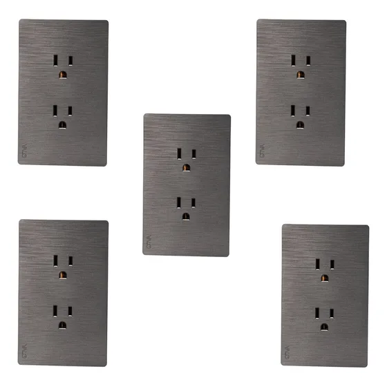 Kit 5 Pz Valo Slim Con Contacto Dúplex Gris Oxford