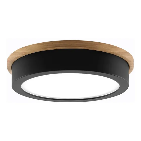 Plafon Pipe Grande Madera Led Ø35cm Living Cocina Buena Luz