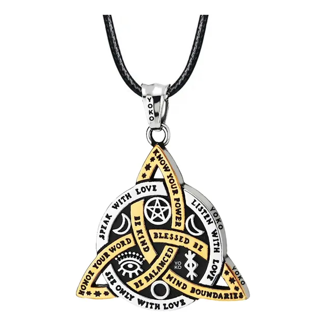 Collar Ajustable Cuero Amuleto Nudo Bruja Triqueta Celta Vik