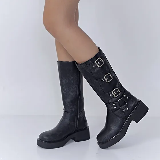 Bota Borcego Mujer Hebillas Estribo Lady Comfort