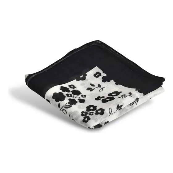 Pañuelo De Algodón, Para Mujer, Dama, Premium Negro Floreado U