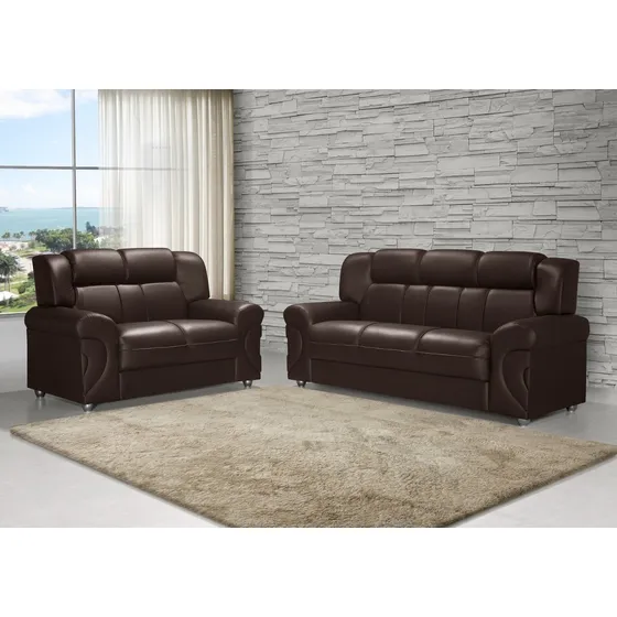 Conjunto De Sofá 2 E 3 Lugares - Cronos - Corino Marrom