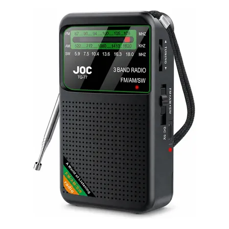 Radio Portátil Joc Tg-77 Fm Am Sw Recargable Negro