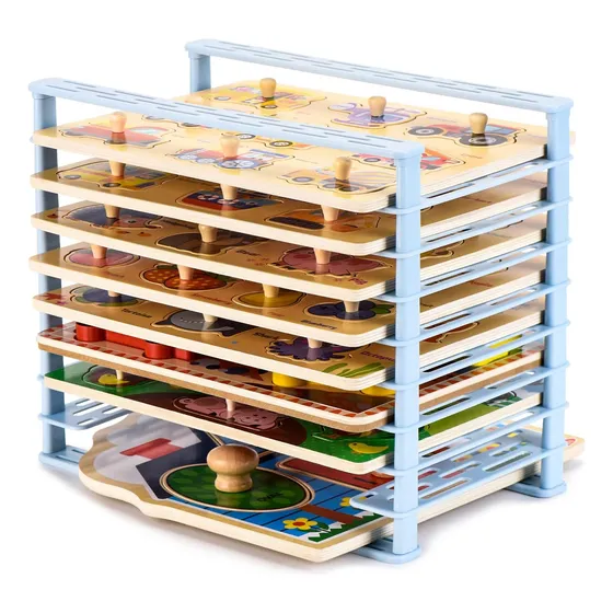 Almacenamiento Rack Sostiene 9 Piezas Azul Claro 28-31cm