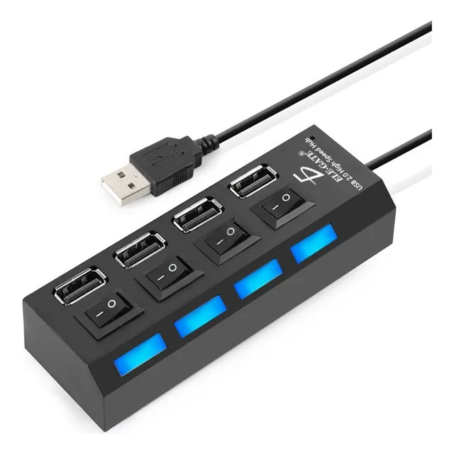 Hub Usb 4 Puertos Usb 2.0 Led Computadora Pc Laptop Memorias