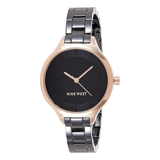 Nine West - Reloj De Pulsera, Color Plomizo/oro Rosa.
