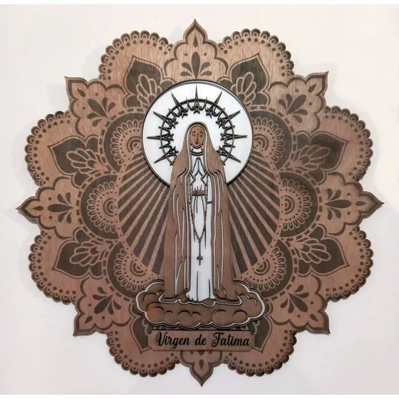 Virgen De Fátima Fabricada En Madera 3 Y 4 Mm Multicapas