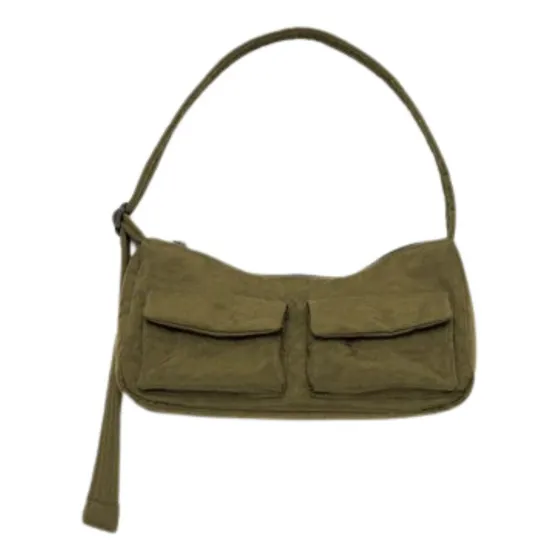 Cartera Nylon Bolsillos Al Frente Cargo Correa Corta Baggu Acabado De Los Herrajes Verde Musgo Color Verde Musgo Correa De Hombro Verde Musgo Diseño De La Tela Lisa