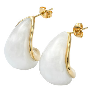 Aretes Acero Inoxidable Lágrima Y Resina Chapa Oro 18k 24mm Aretes Acero Inoxidable Lágrima Y Resina Chapa Oro 18k 24mm