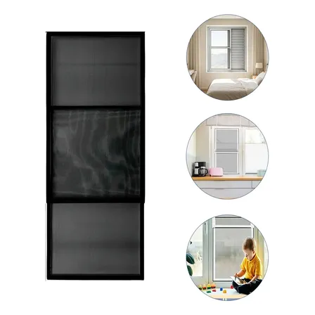 Mosquiteira Retrátil Com Encaixe 114-220cm Para Porta Janela Preto