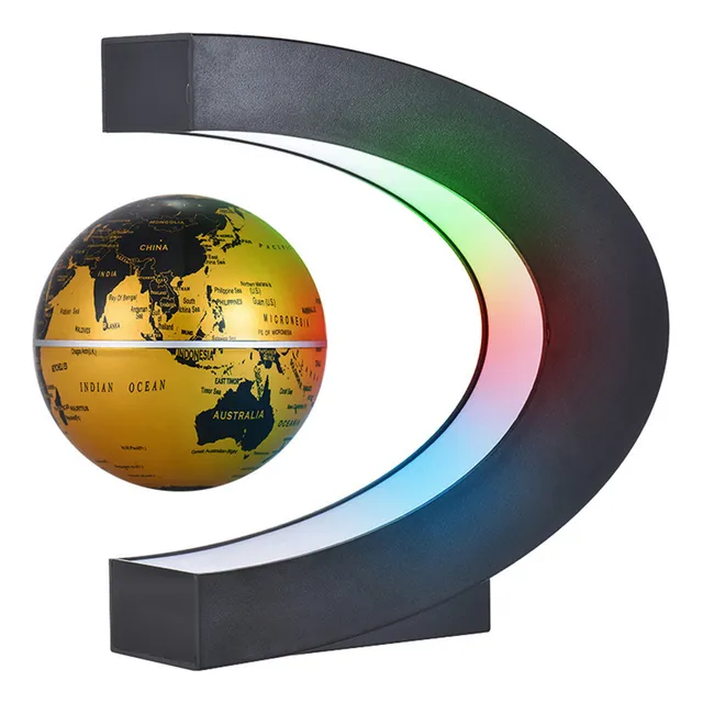 Mapa Del Mundo Flotante Con Levitación Magnética Y Globo