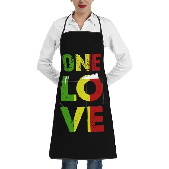 One Love Rasta Reggae Art Delantal Para Hombr Mujer Bolsillo