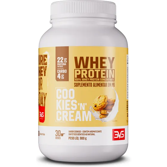 100% Whey Protein Concentrado 900g Sabor: Cookies And Cream - Proteína 100% Pura - 3vs Nutrition