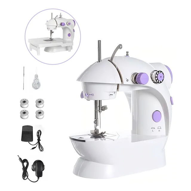 Mini Máquina De Costura Elétrica Portátil Com Mesa Branco