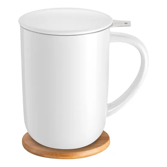 Taza De Té De Porcelana Ceefu Con Infusor Y Tapa, Con Filtro