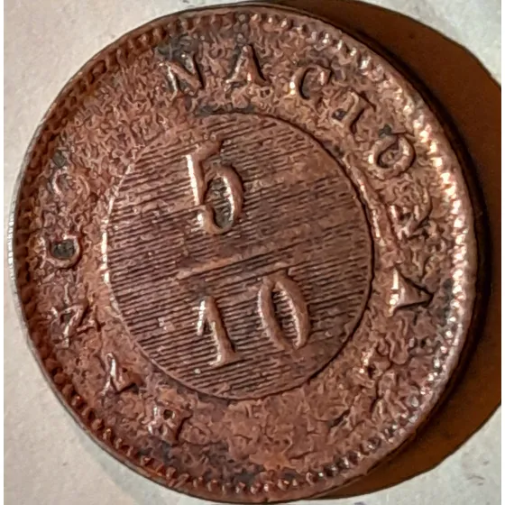 5/10 5 Décimas Provincia Buenos Aires 1827 Banco Nacional 