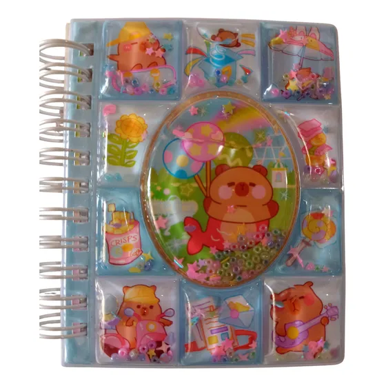 Libreta Capibara Tapa Con Agua Y Brillo Stickers