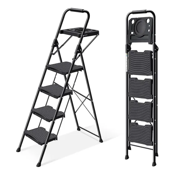 Escalera De 4 Escalones Con Plataforma De Herramientas, Tabu
