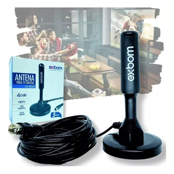 Antena Digital 5M Para Tv Smart Led Lcd 4k 3d Interna e externa UHF Exbom