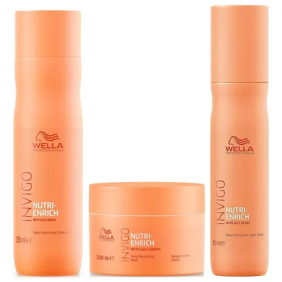 Shampoo + Mascarilla + Spray Cabello Seco Wella Nutri Enrich