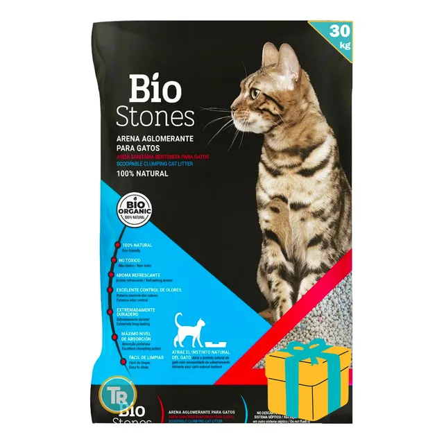 Sanitario Aglomerante Gato Bentonita Bio Stones + E Gratis