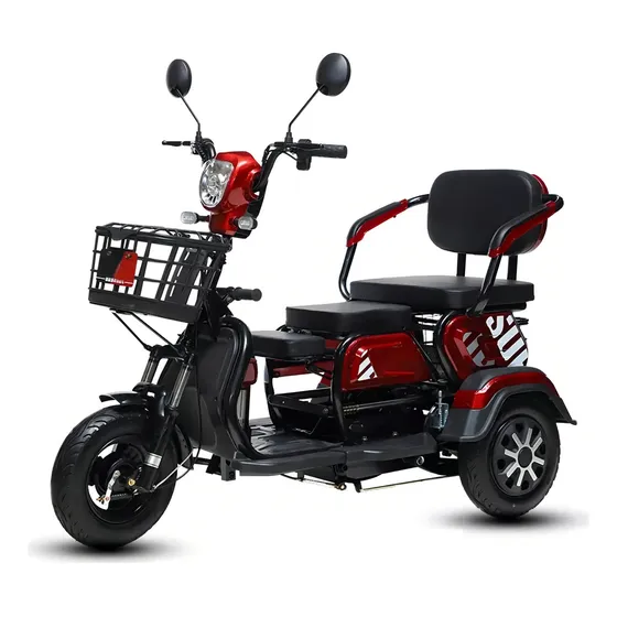 Triciclo Elétrico - Vermelho/preto - 3 Lugares - Com Alarme Cor Vermelho 127/220V