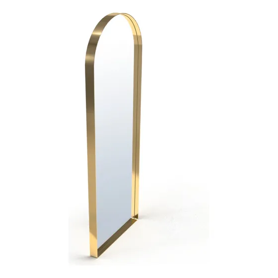 Espelho De Chão Base Reta C/ Moldura Metal 150x50 Sob Medida Moldura Dourado