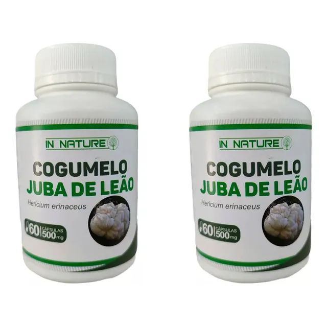 Hongo Melena De León - Kit 2 Frascos - 120 Cápsulas 500mg