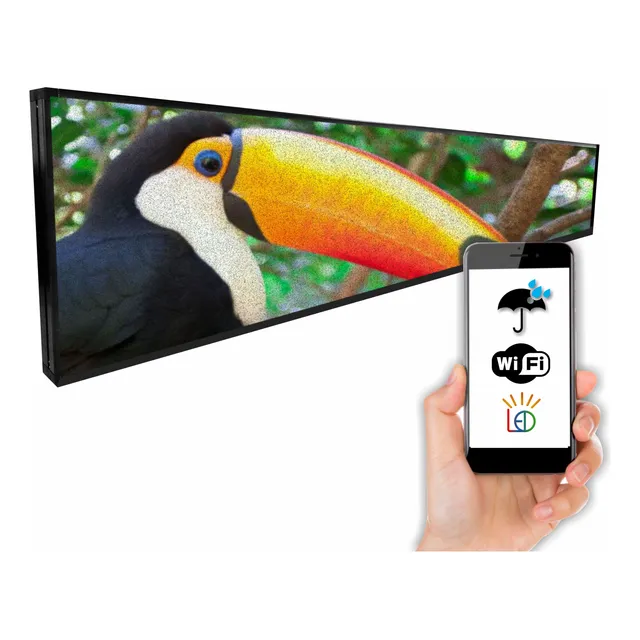Painel Letreiro Led Digital 100x20 Externo Rgb P5 Wi Fi App