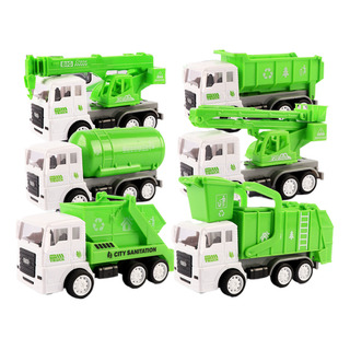 Camión De Basura De Juguete De 6 Pcs Vehículo De Saneamiento Color Verde Personaje Sanitation Truck Camión De Basura De Juguete De 6 Pcs Vehículo De Saneamiento Color Verde Personaje Sanitation Truck